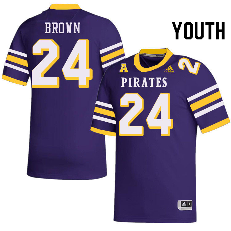 Youth #24 TyMir Brown ECU Pirates College Football Jerseys Stitched-Throwback